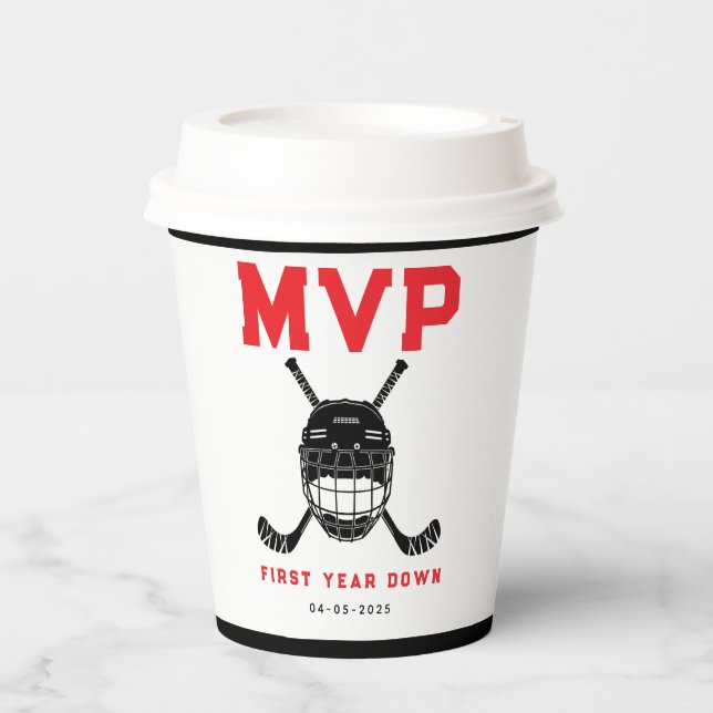 Hockey First Year Down Favor Bag – 1st Birthday  Pappbecher (Vorderseite)