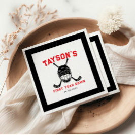 Hockey First Year Down Napkins – Sports-Themed 1st Serviette