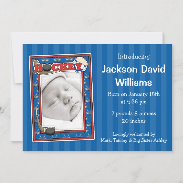 Hockey-Foto - Geburtsankündigung Ankündigung (Vorderseite)