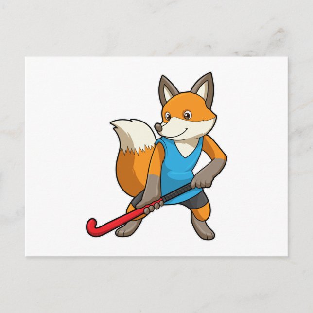 Hockey-Fox mit Hockey-Schläger Postkarte (Vorderseite)