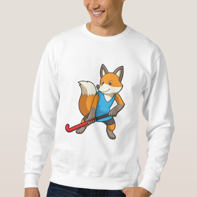 Hockey-Fox mit Hockey-Schläger Sweatshirt (Vorderseite)