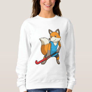 Hockey-Fox mit Hockey-Schläger Sweatshirt