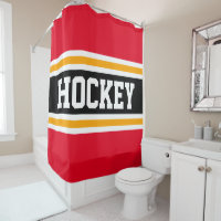 HOCKEY Fun Bright Red Black Sports Fächer Streifen