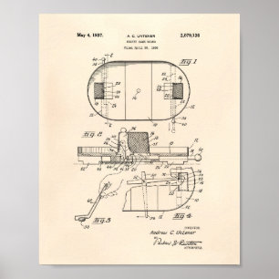 Hockey Game Board 1937 Patentart - Old Peper Poster