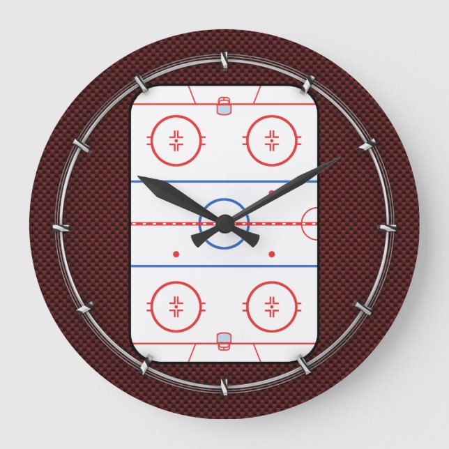Hockey Game Companion Rink Diagram Große Wanduhr (Vorderseite)