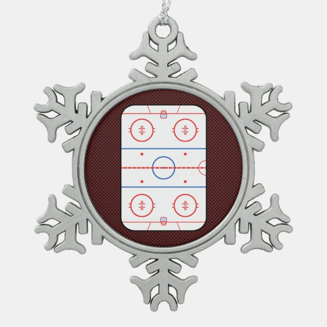 Hockey Game Companion Rink Diagramm Schneeflocken Zinn-Ornament (Vorderseite)