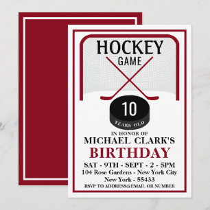 Hockey Game, Net Puck und Sticks, Geburtstagsparty Einladung