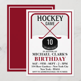 Hockey Game, Net Puck und Sticks, Geburtstagsparty Einladung