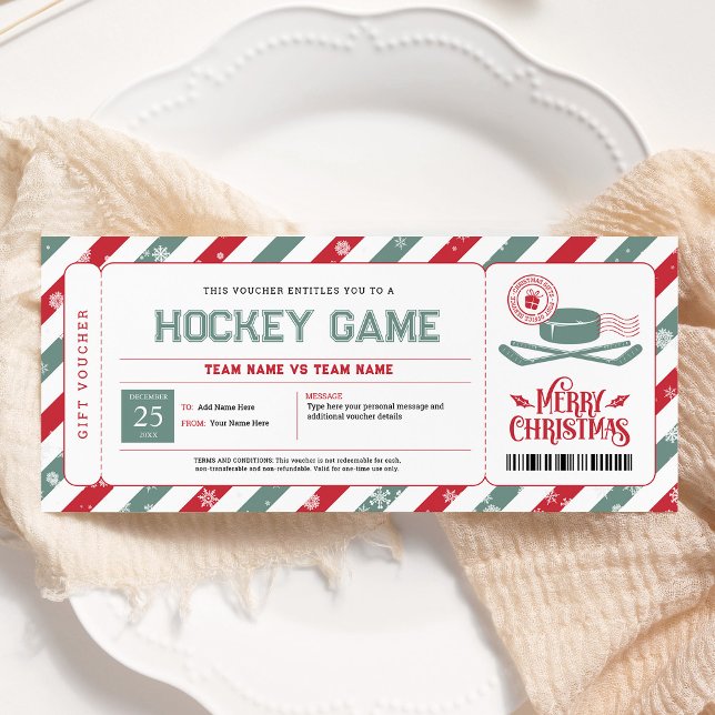 Hockey Game Weihnachtsgeschenk Ticket Einladung (Von Creator hochgeladen)
