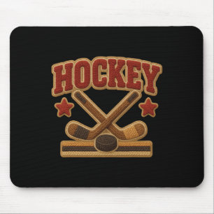 Hockey gekreuzte Sticks Retro Puck Spieler Trainer Mousepad