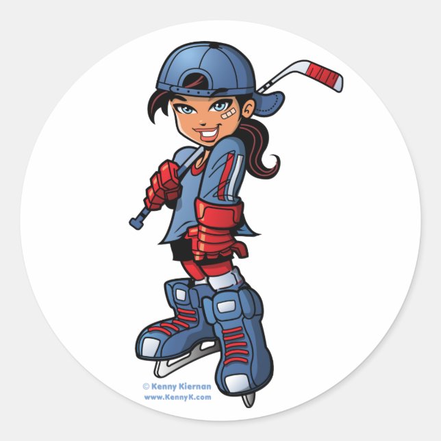 Hockey Girl 3" Round Stickers (Vorderseite)
