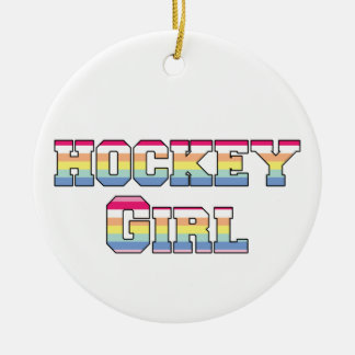 Hockey Girl Pastel Stripes Keramik Ornament