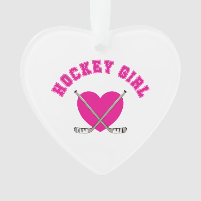 Hockey Girl Pink Heart Ornament (Vorderseite)