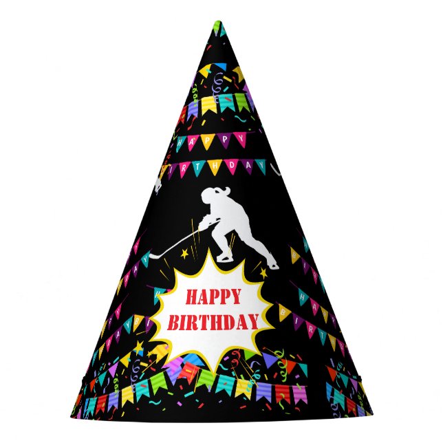 Hockey Girl Player Birthday Partyhütchen (Vorderseite)