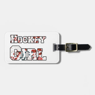 Hockey Girl Red Blue Floral Gepäckanhänger