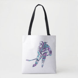 Hockey Girl Skater Silhouette Paisley Tasche