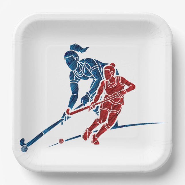 Hockey-Girls Pappteller (Vorderseite)