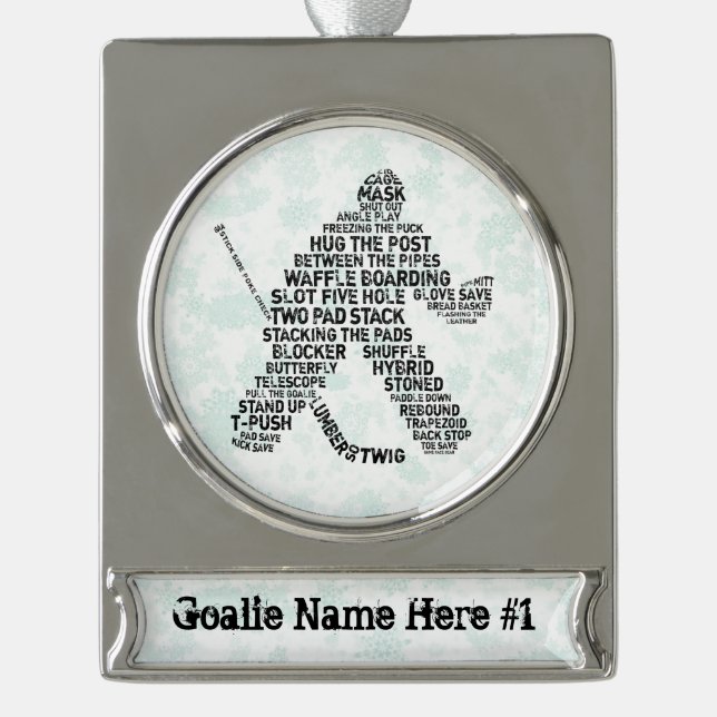 Hockey Goalie Calligram Custom Christmas Ornament (Vorderseite)