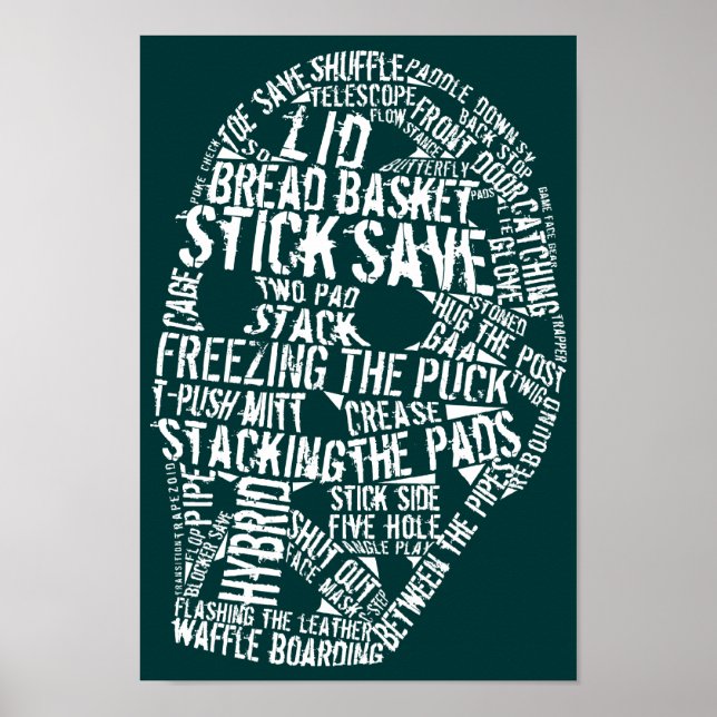 Hockey Goalie Mask Typografy Poster (Vorne)