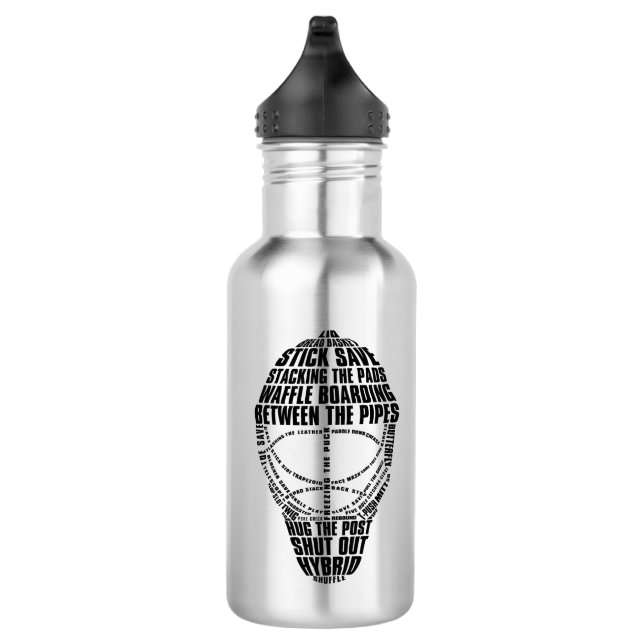 Hockey Goalie Mask Word Art Edelstahlflasche (Rechts)