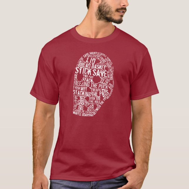 Hockey Goalie Maske Text T - Shirt, Name & Nummer T-Shirt (Vorderseite)