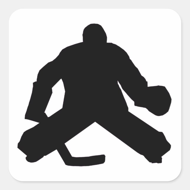 Hockey Goalie Silhouette Quadratischer Aufkleber (Vorderseite)