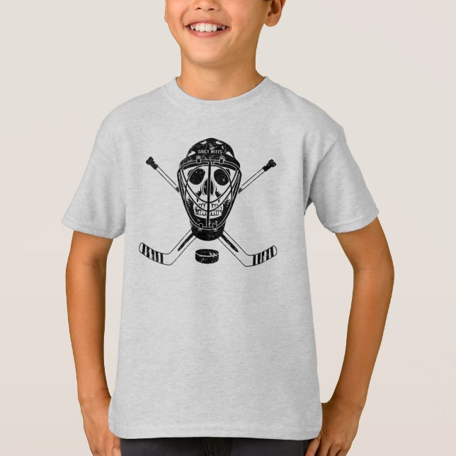 Hockey Goalie Skull Jugend T - Shirt (Vorderseite)