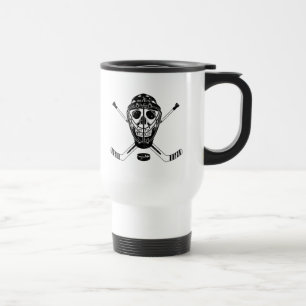 Hockey Goalie Skull und Sticks Travel Mug Reisebecher