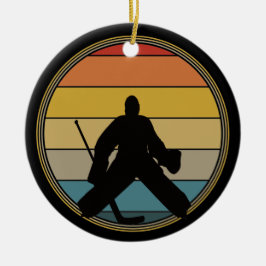 Hockey Goalie Sunset Silhouette Keramik Ornament