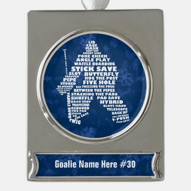 Hockey Goalie Typografie Custom Xmas Ornament (Vorderseite)