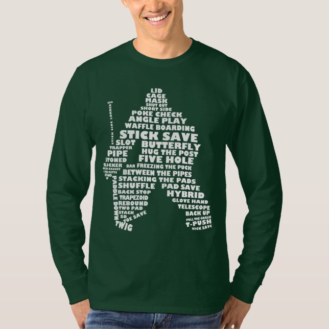 Hockey Goalie Typografie Long Sleeved T Shirt (Vorderseite)