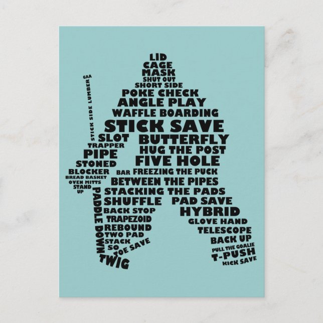 Hockey Goalie Typografy Postcard Postkarte (Vorderseite)