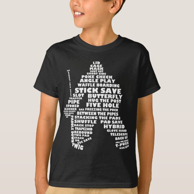 Hockey Goalie Typographic Children's T - Shirt (Vorderseite)