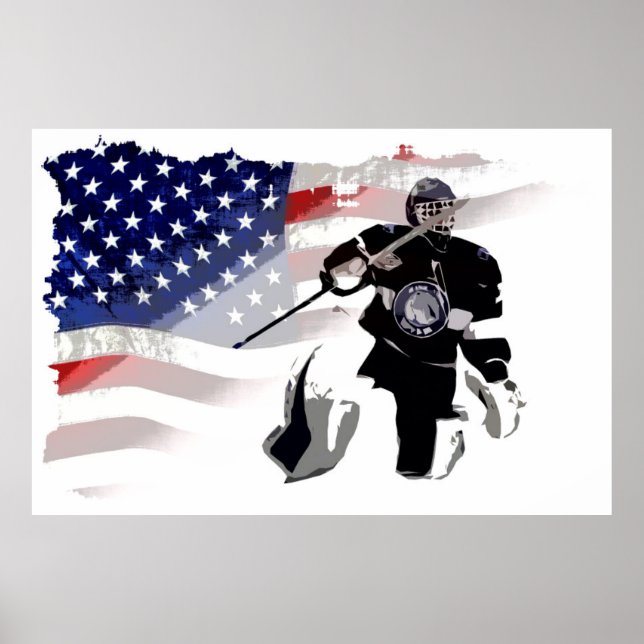 Hockey Goalie und das US-Flaggenposter Poster (Vorne)