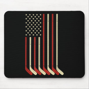 Hockey Goalie USA Flag Hockey Stick Eishockey Mousepad