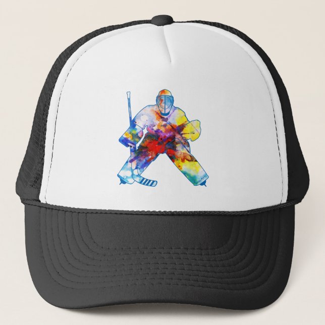 Hockey Goalie Watercolor Truckerkappe (Vorderseite)