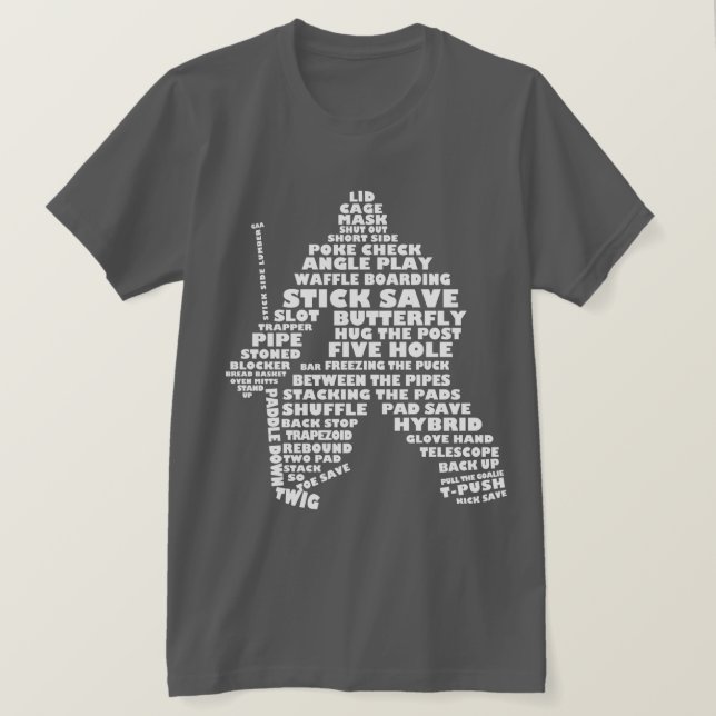 Hockey Goalie Word Art T - Shirt (Design vorne)