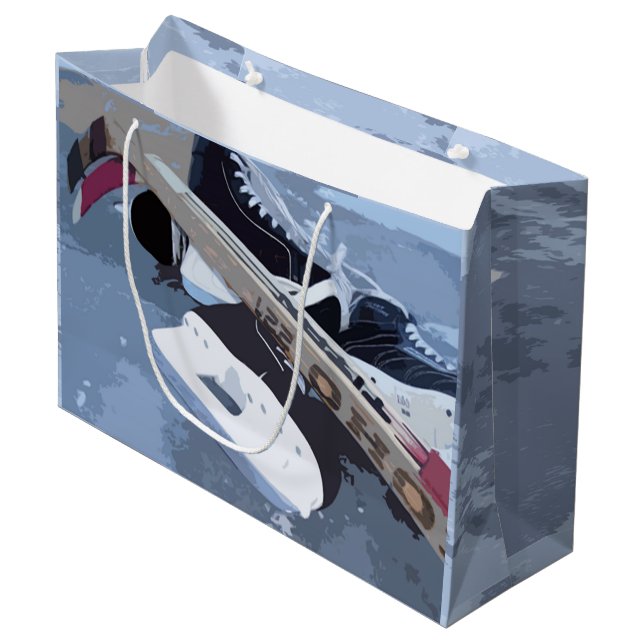 Hockey Große Geschenktüte (Vorderseite Schrägansicht)