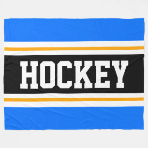 HOCKEY Hellblau Schwarz Orange Rennstreifen Fleecedecke