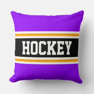 HOCKEY Hellviolett Schwarz Gelb Orange Streifen Kissen