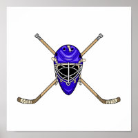 Hockey Helmet & Cross Sticks Blue