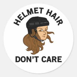 Hockey Helmet Hair Keine Sorge Brünett Runder Aufkleber