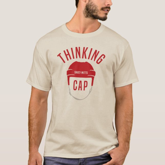 Hockey Helmet Thinking Cap T-Shirt (Vorderseite)
