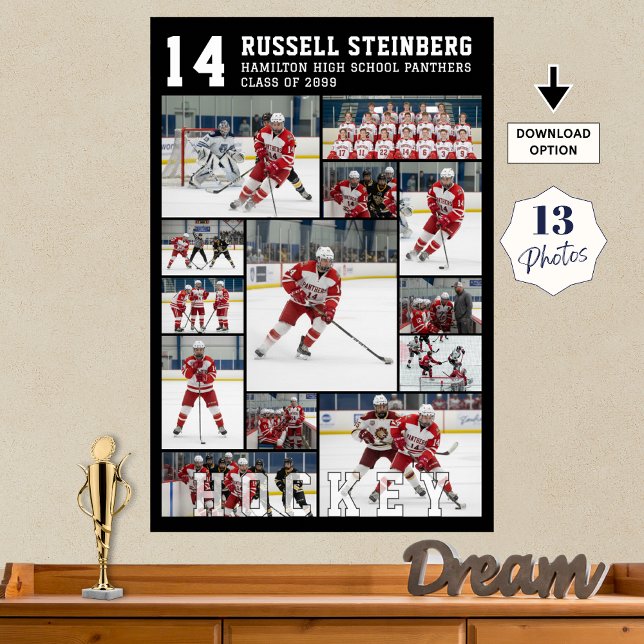 Hockey High School Senior 13 Photo Collage Poster (Von Creator hochgeladen)