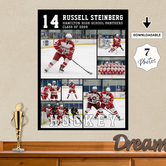 Hockey High School Senior 7 Photo Collage Poster (Von Creator hochgeladen)