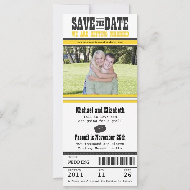 Hockey-Hochzeit Sichern Sie das Datum Save The Date (Vorderseite)