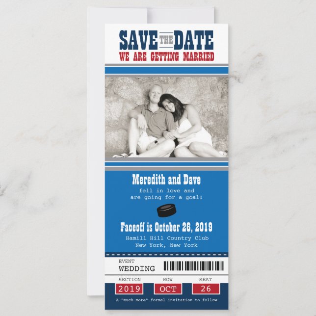 Hockey-Hochzeit Sichern Sie das Datum Save The Date (Vorderseite)