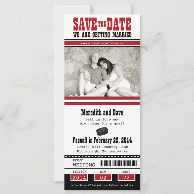 Hockey-Hochzeit Sichern Sie das Datum Save The Date (Vorderseite)