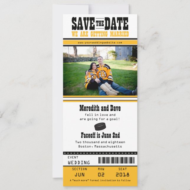 Hockey-Hochzeit Sichern Sie das Datum Save The Date (Vorderseite)