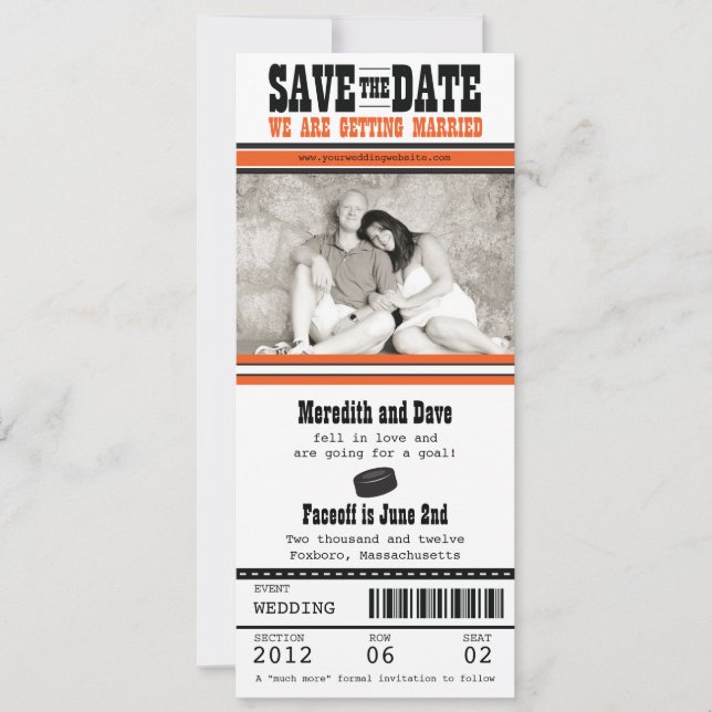 Hockey-Hochzeit Sichern Sie das Datum Save The Date (Vorderseite)